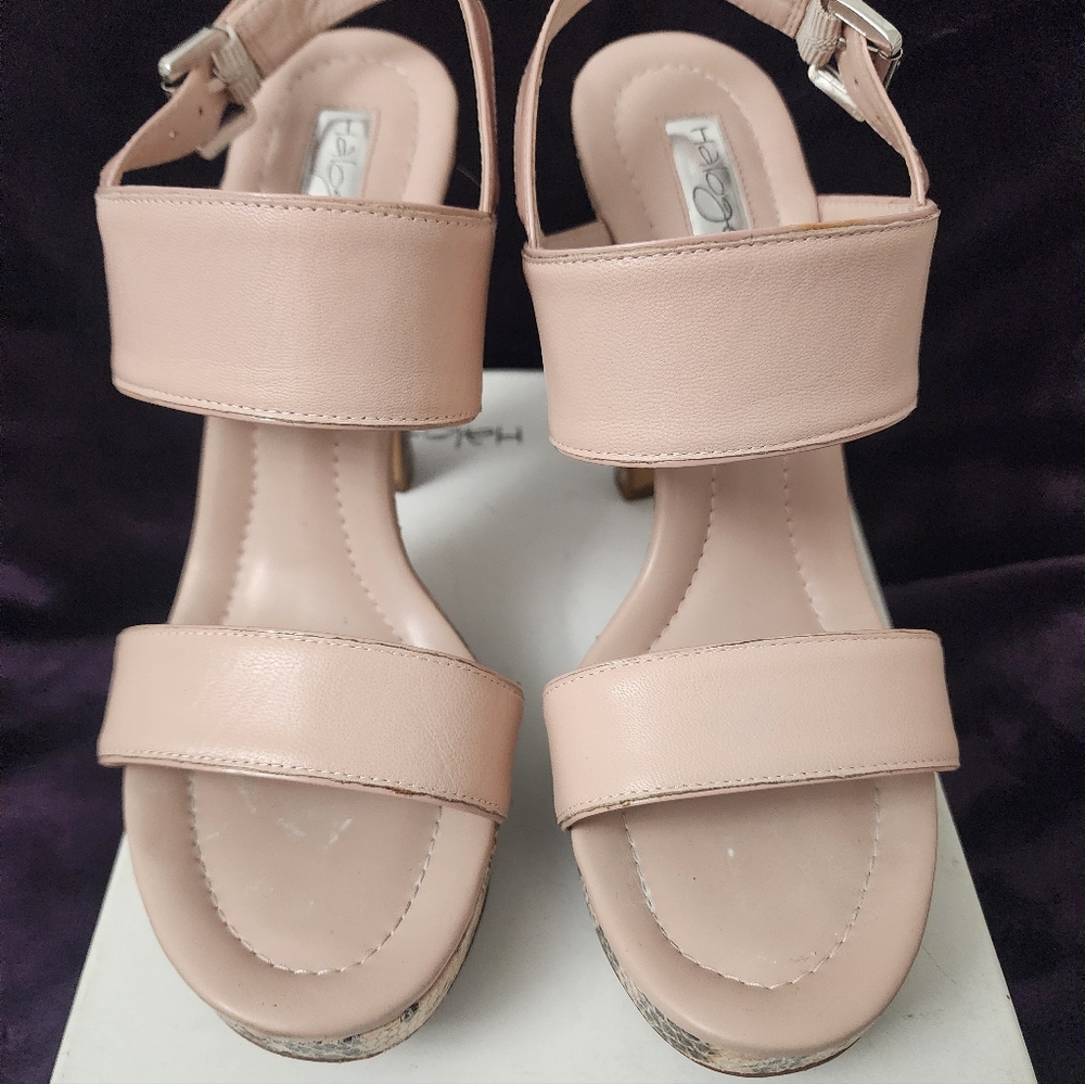 PLATFORM LEATHER HEELS SIZE 9 WITH SNAKE PRINT BY HALOGEN
